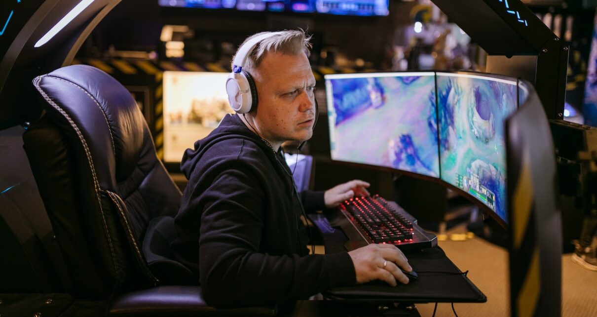 A Man Playing Computer Game